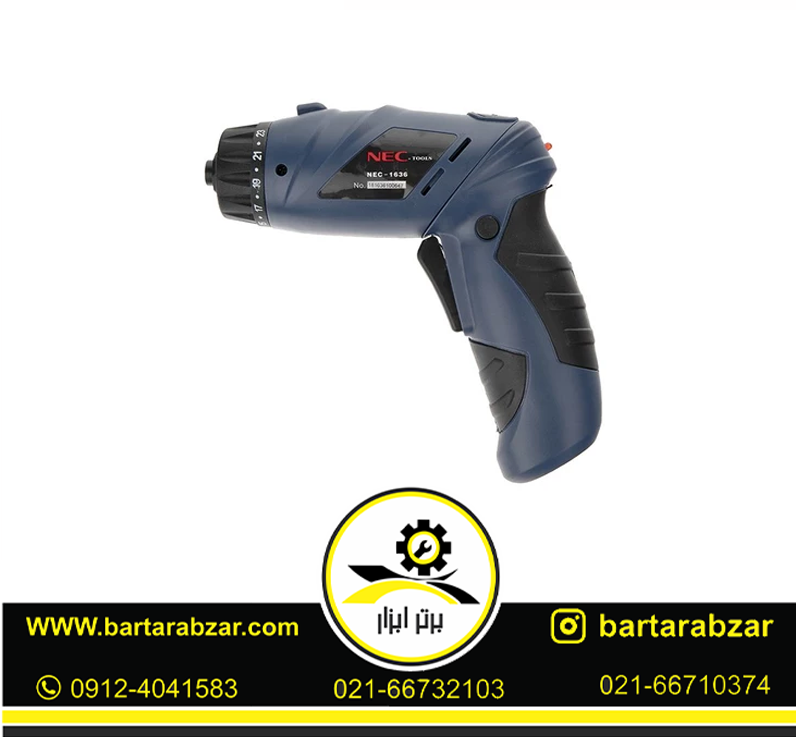 پیچ گوشتی شارژی 3.6 ولت ان ای سی مدل 1636 ا NEC پیچ گوشتی شارژی 3.6 ولت ان ای سی مدل 1636 ا NEC