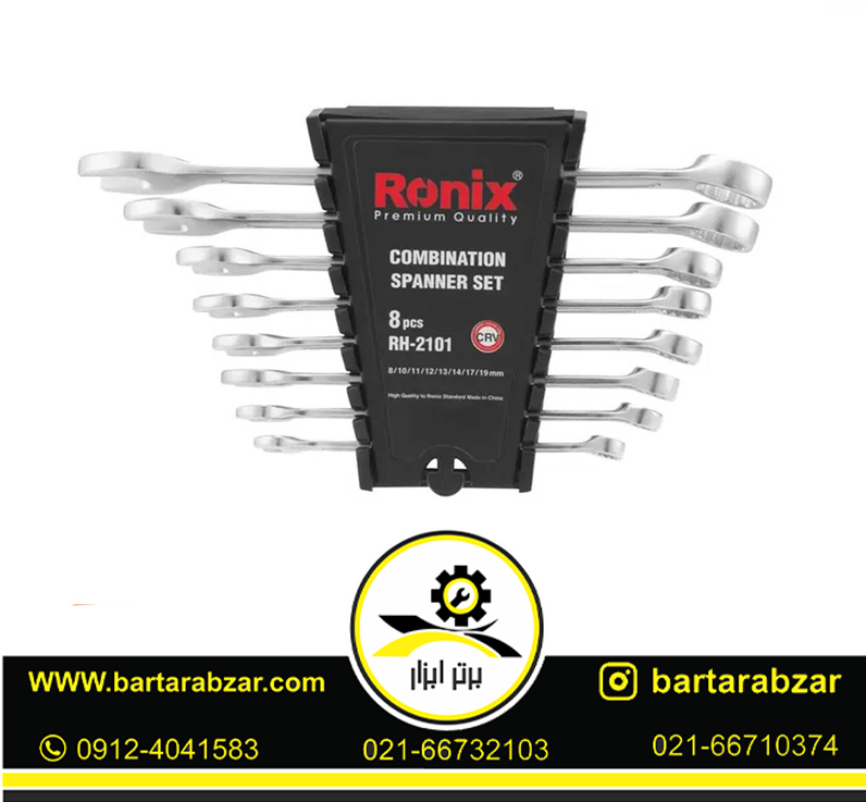 مجموعه 8 عددی آچار یک سر تخت یک سر رینگ رونیکس مدل RH-2101 مجموعه 8 عددی آچار یک سر تخت یک سر رینگ رونیکس مدل RH-2101
