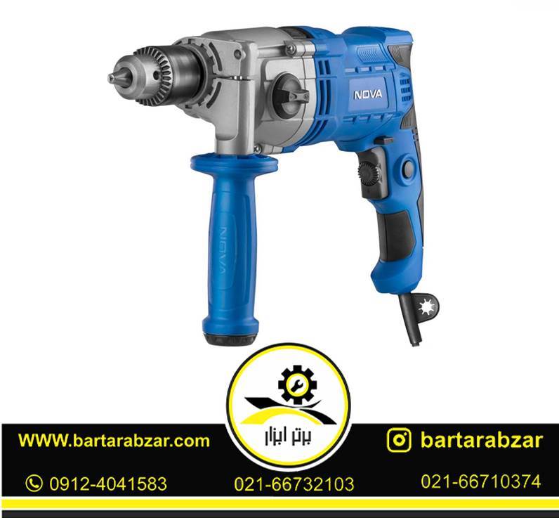 دریل گیربکسی-چکشی 13 میلیمتری دو سرعته 1050 وات نووا مدل 2229 دریل گیربکسی-چکشی 13 میلیمتری دو سرعته 1050 وات نووا مدل 2229